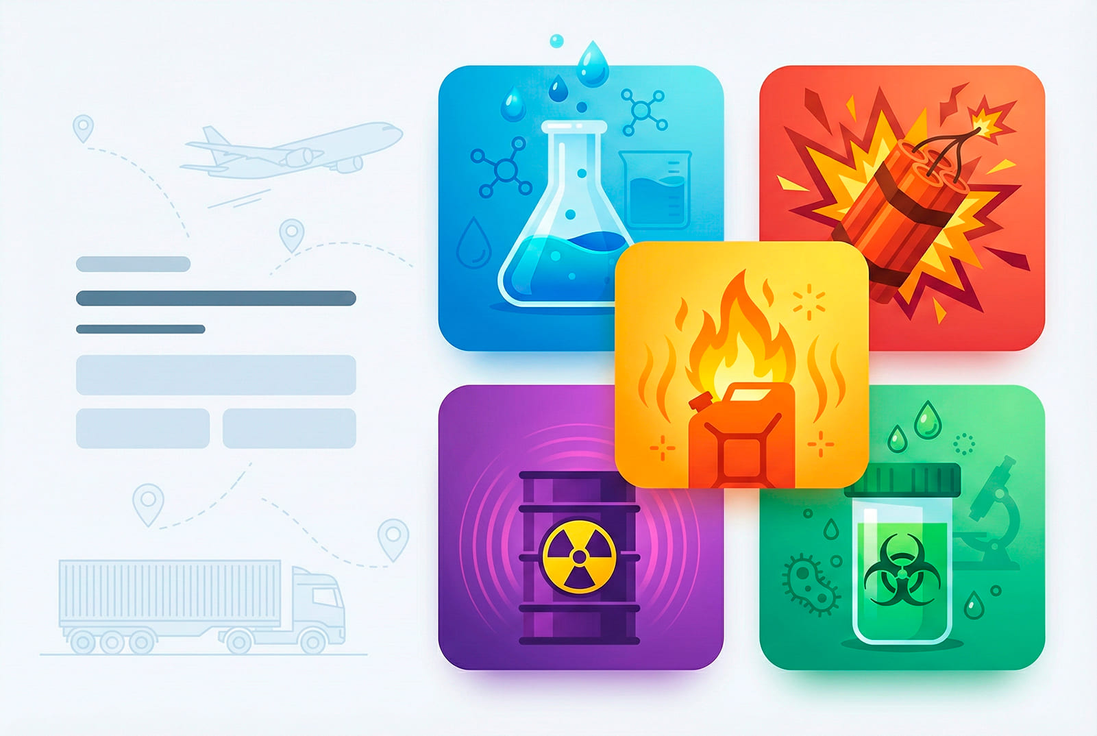 Illustration of international dangerous goods transportation